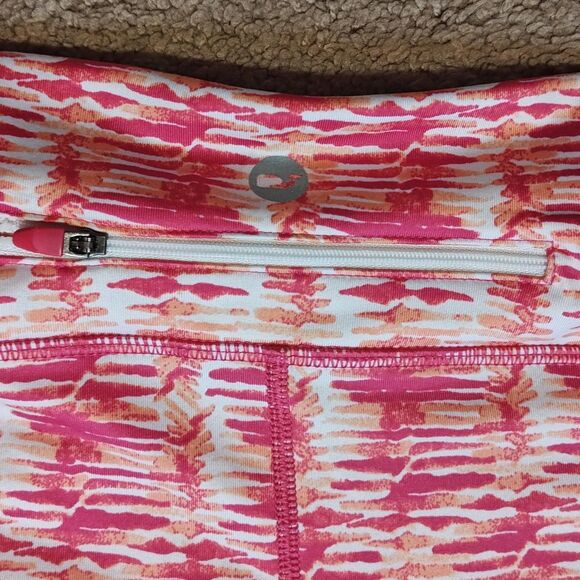 Vineyard Vines Performance Leggings Womens XL Pink/Orange Print Back Zip Pocket - Picture 5 of 9